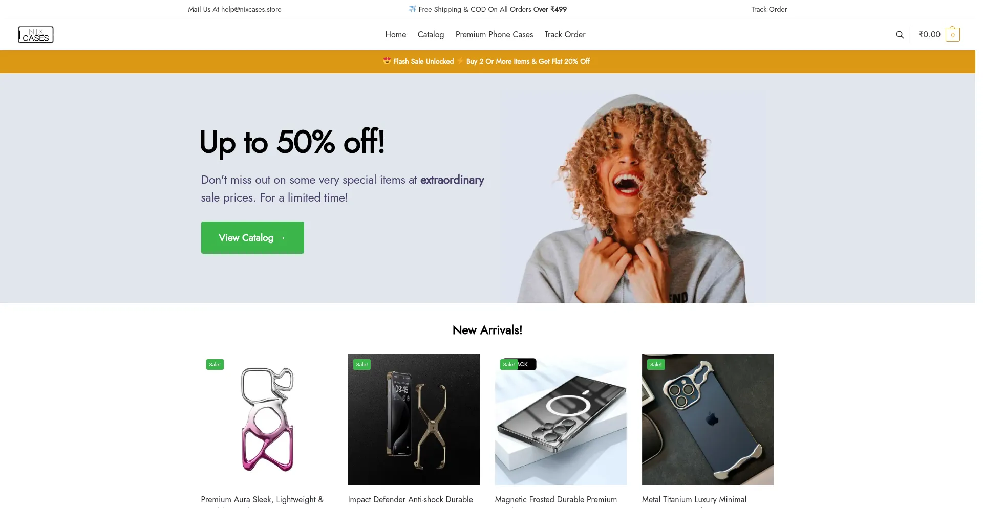 Website screenshot of Nixcases.store