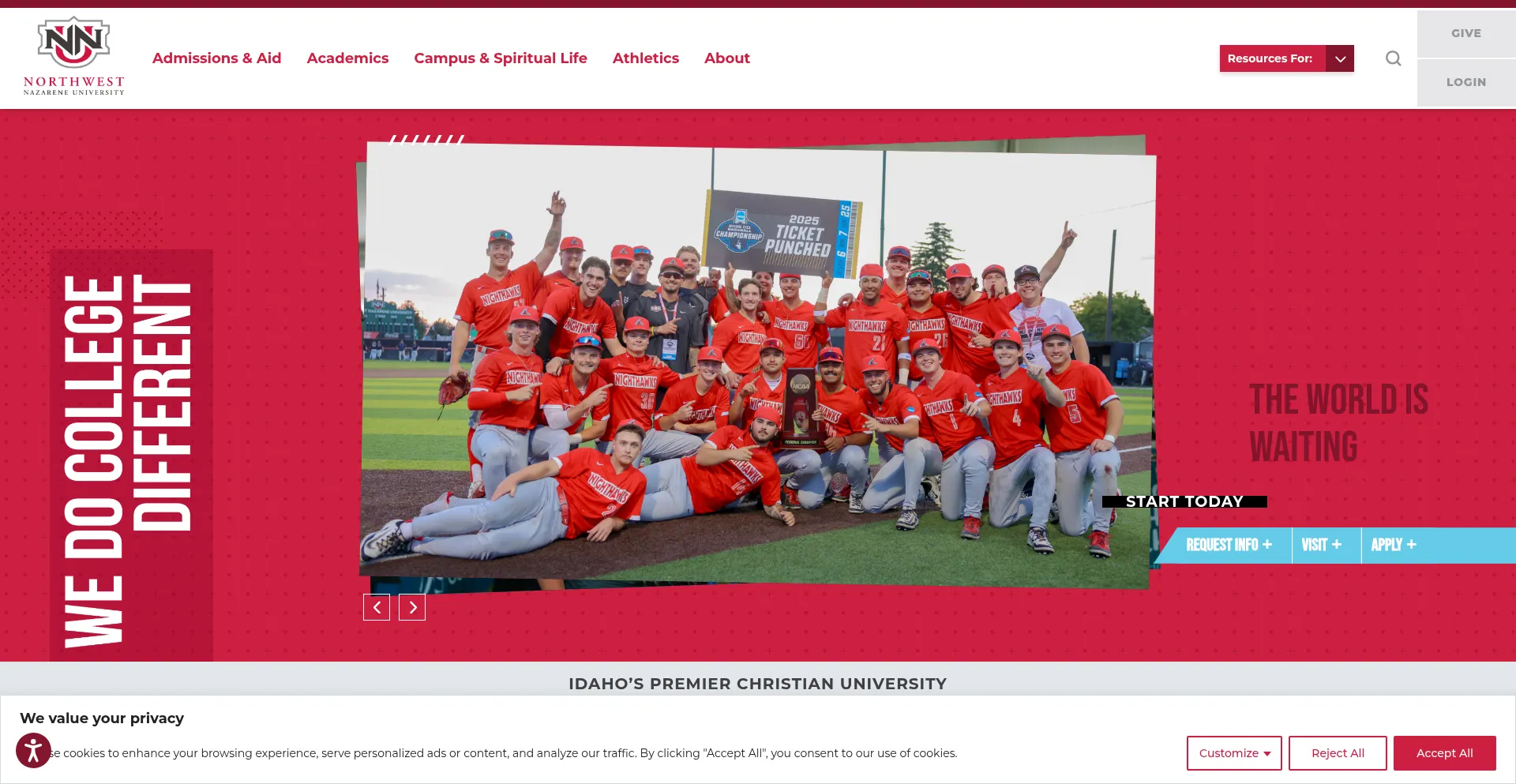 Website screenshot of Nnu.edu