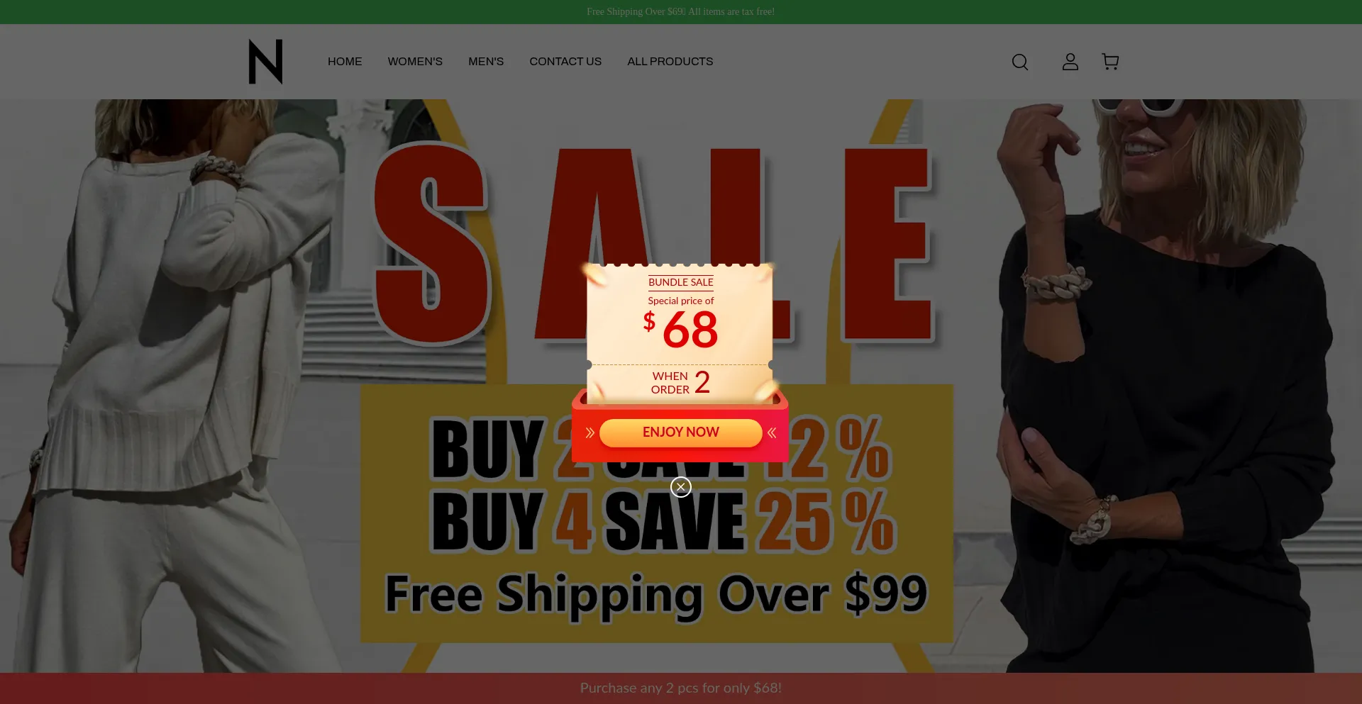Website screenshot of Nodistrom.com