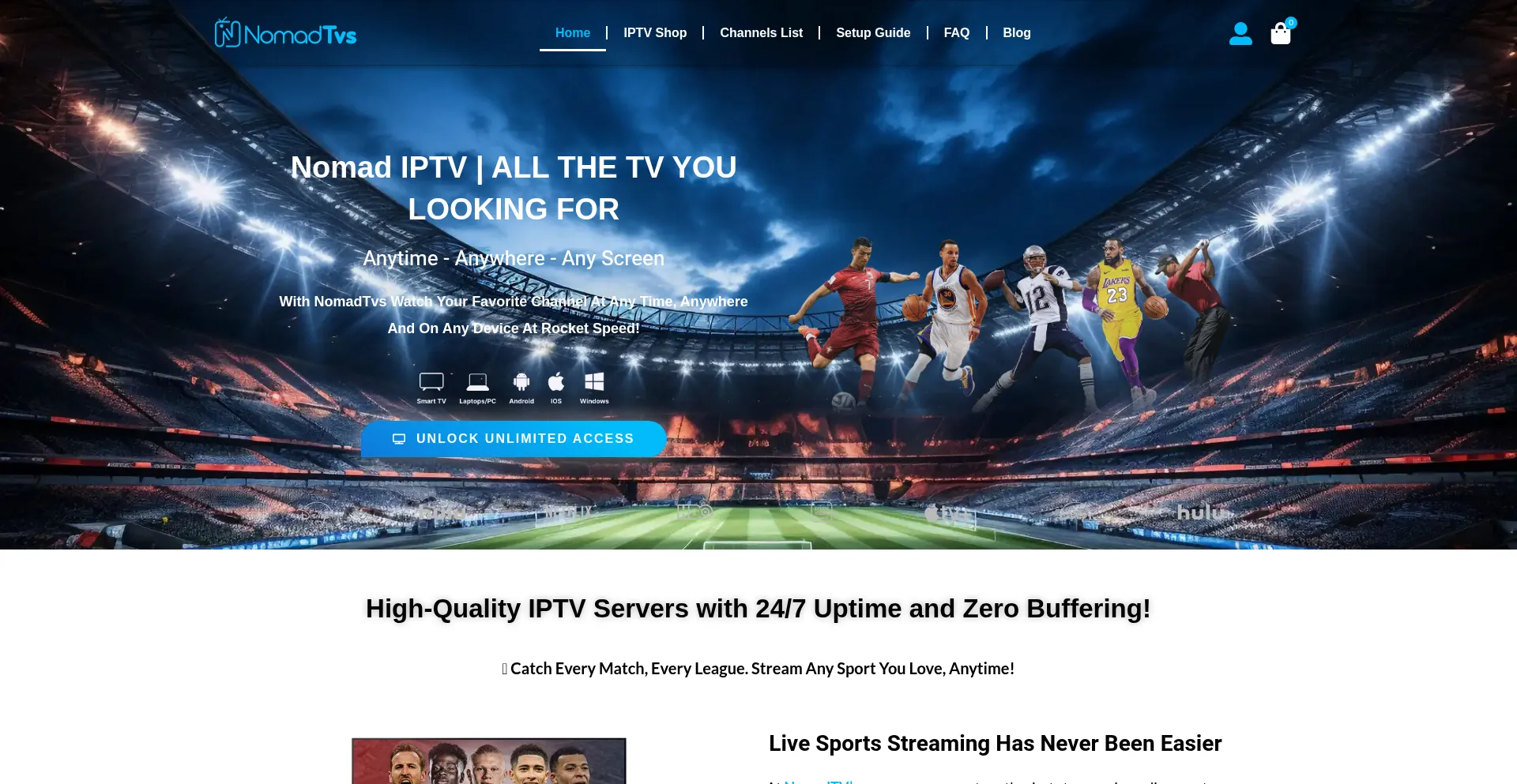 Website screenshot of Nomadtvs.com