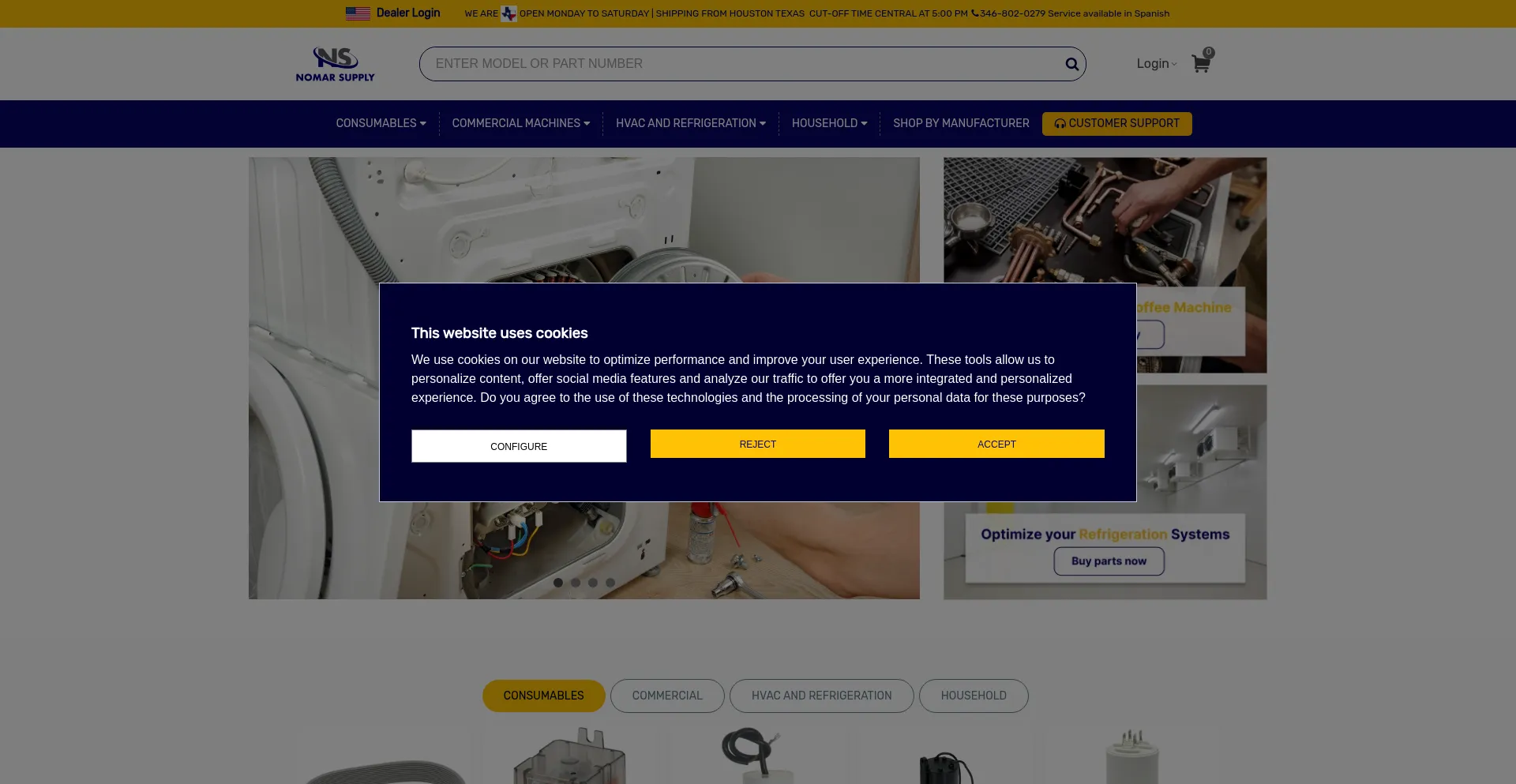 Website screenshot of Nomarsupply.com