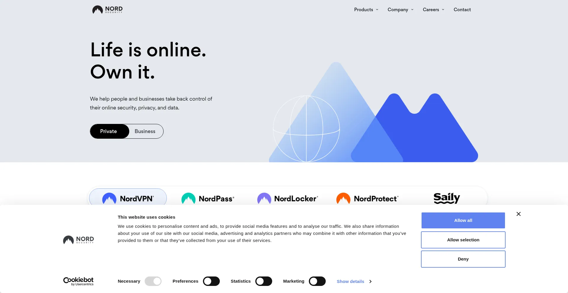 Website screenshot of Nordsec.com