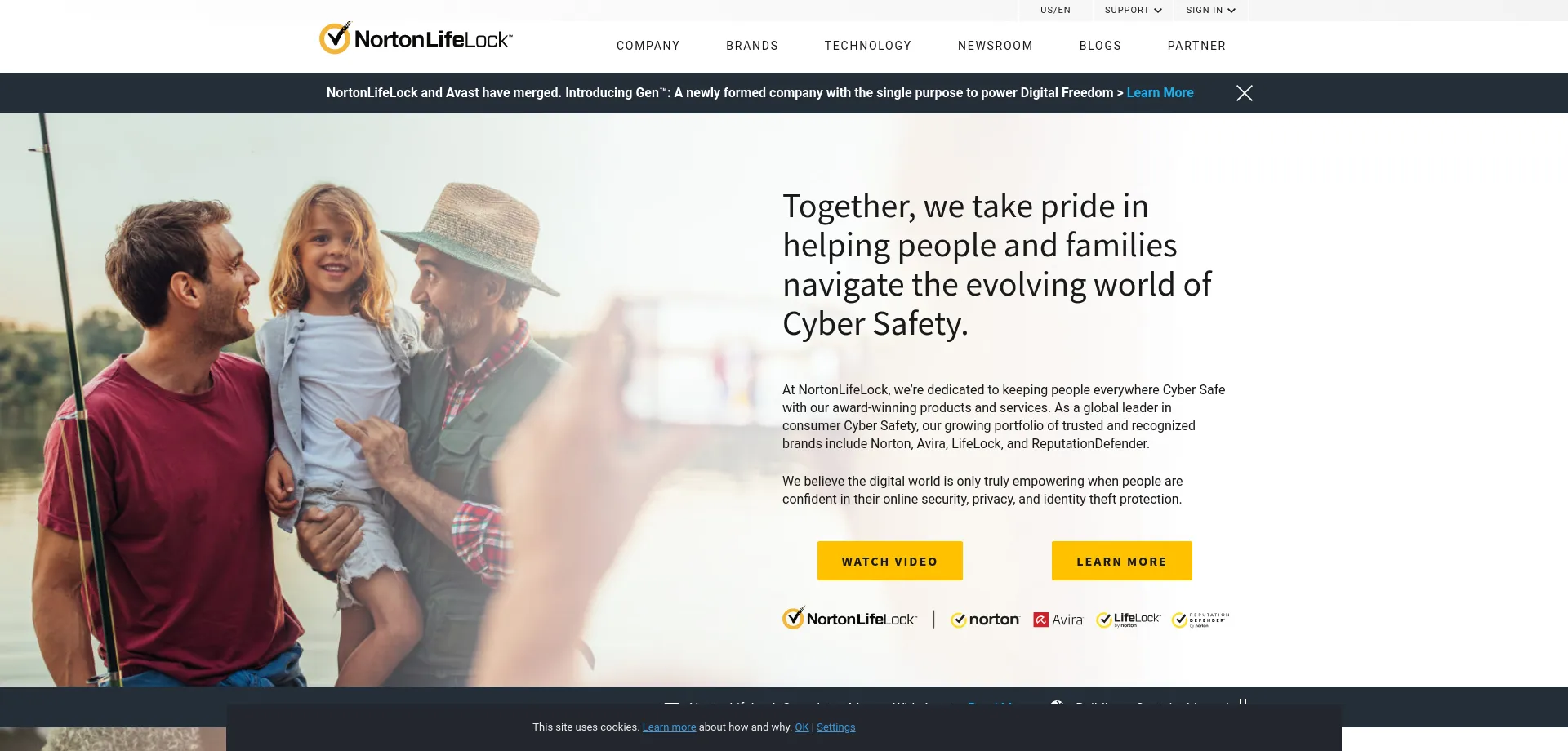 Website screenshot of Nortonlifelock.com