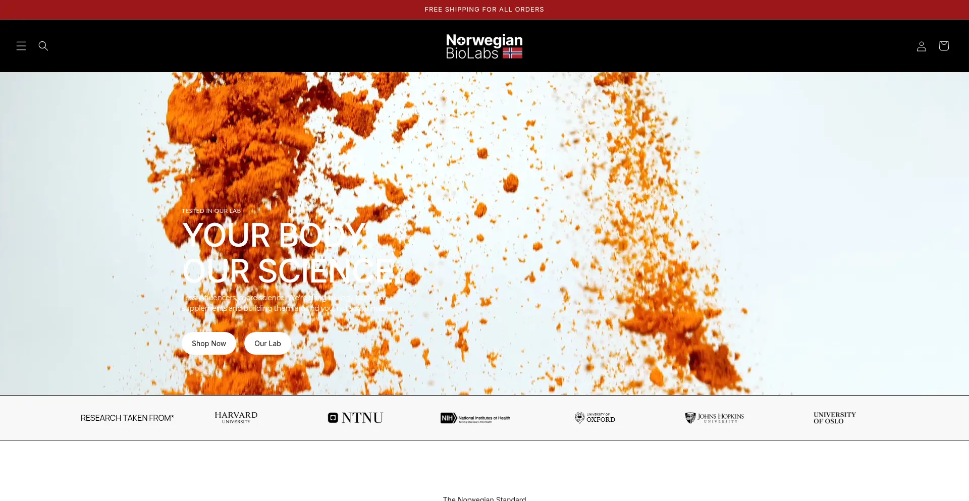 Website screenshot of Norwegianbiolabs.co.uk