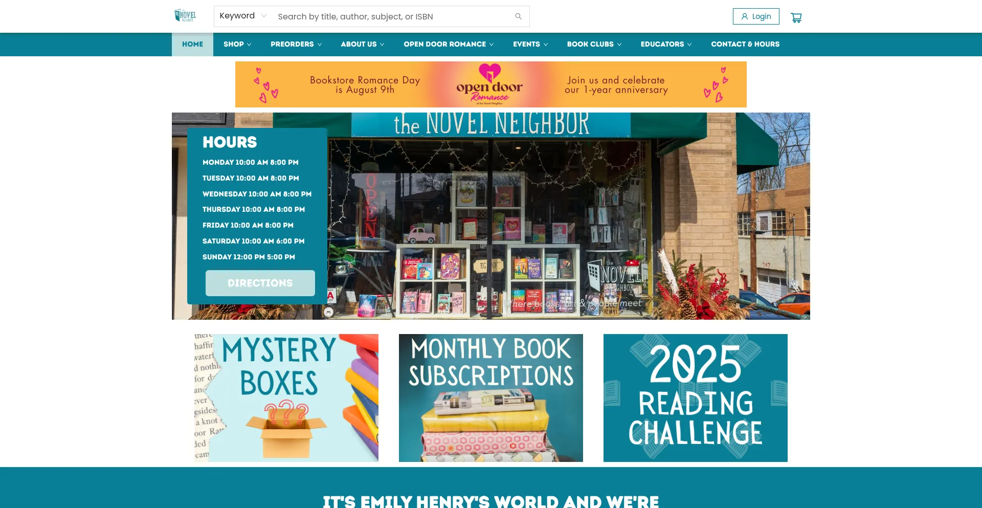 Website screenshot of Novelneighbor.com