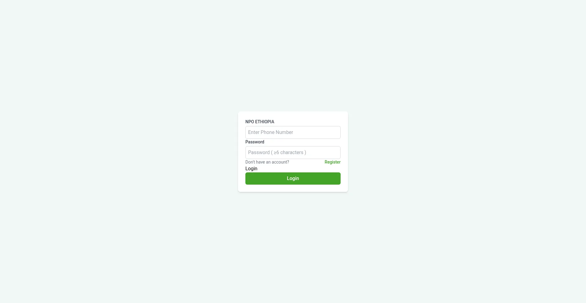 Website screenshot of Npoethiopia.com