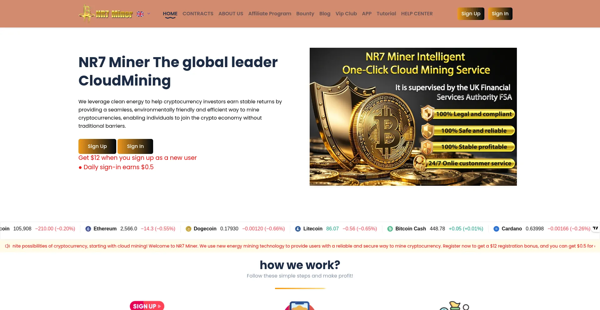 Website screenshot of Nr7miner.com