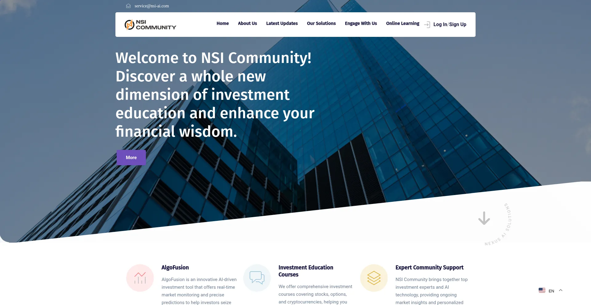Website screenshot of Nsi-ai.com