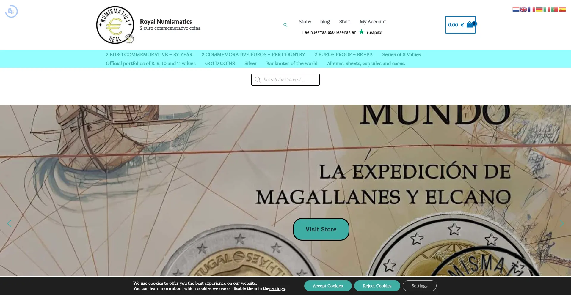 Website screenshot of Numismaticareal.es