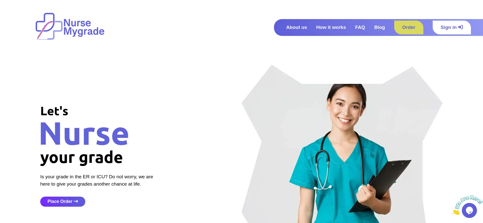 Website screenshot of Nursemygrade.com