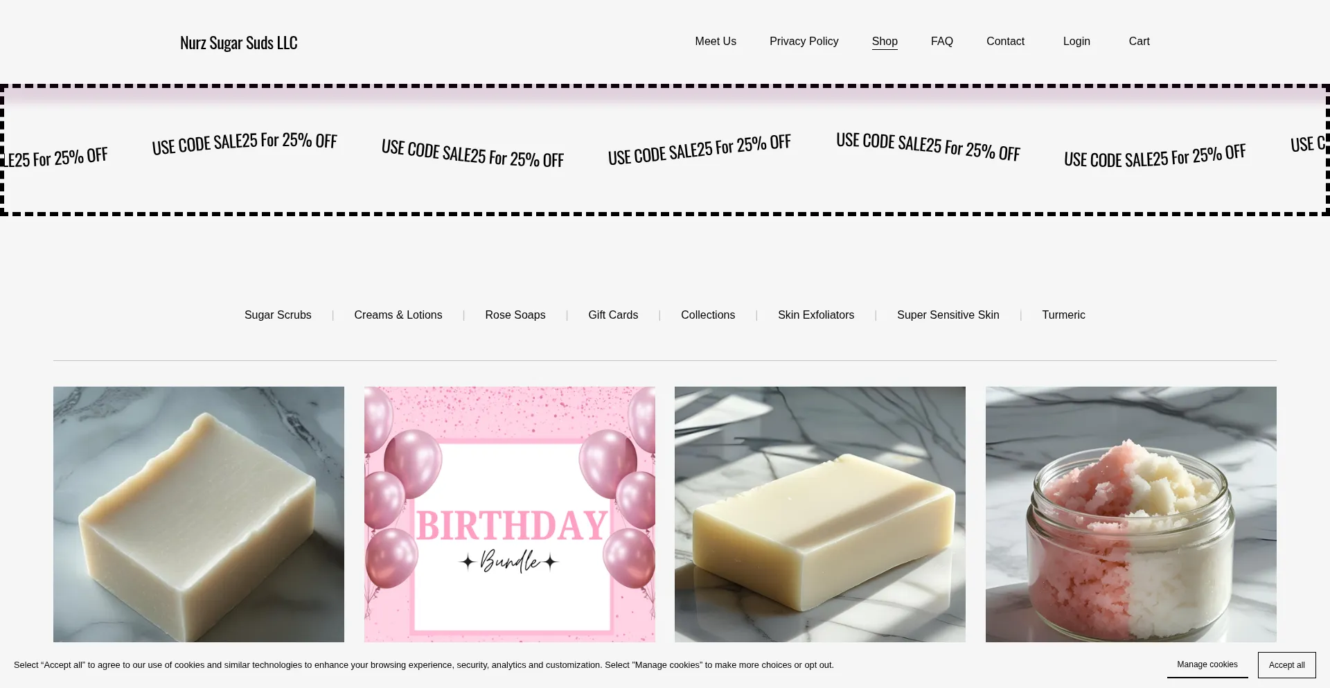 Website screenshot of Nurzsugarsuds.com