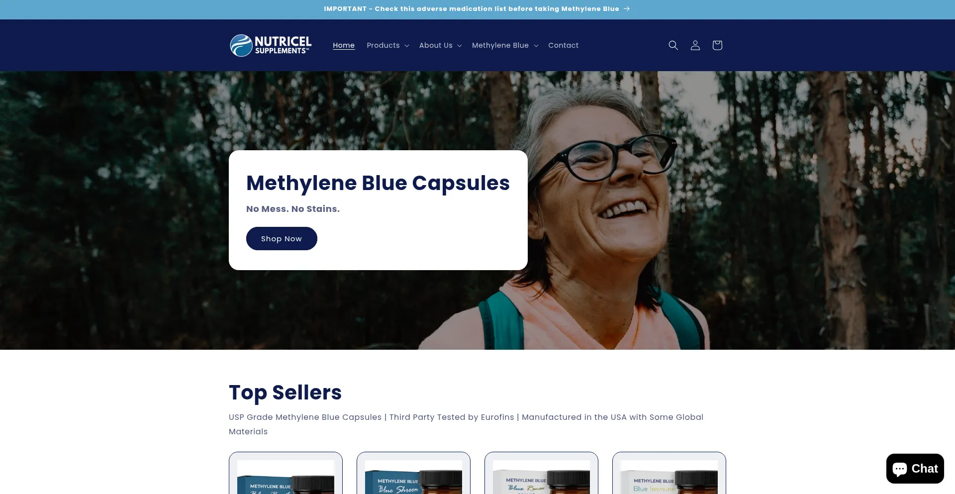 Website screenshot of Nutricel.store