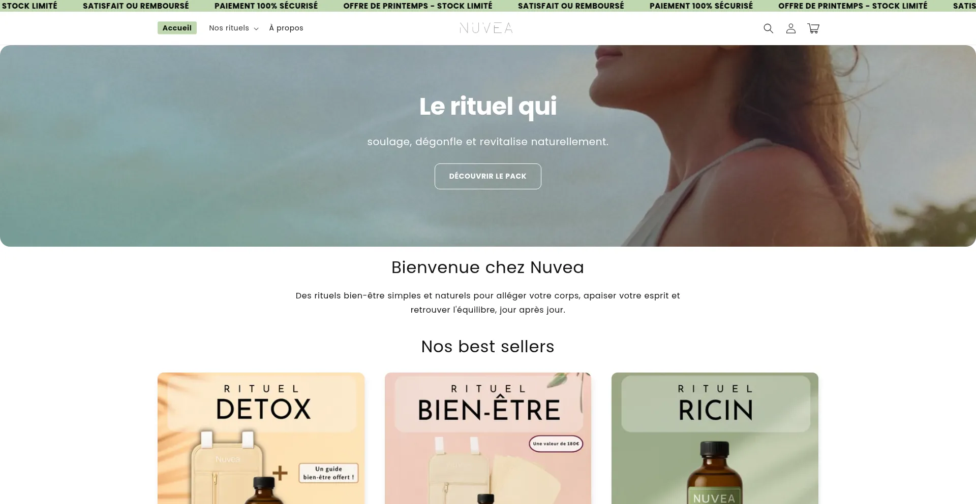 Website screenshot of Nuvea-beauty.com