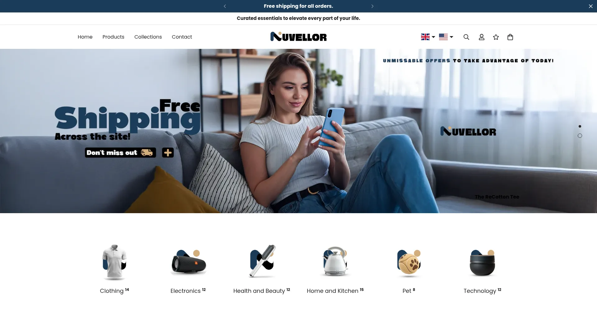 Website screenshot of Nuvellorstore.com