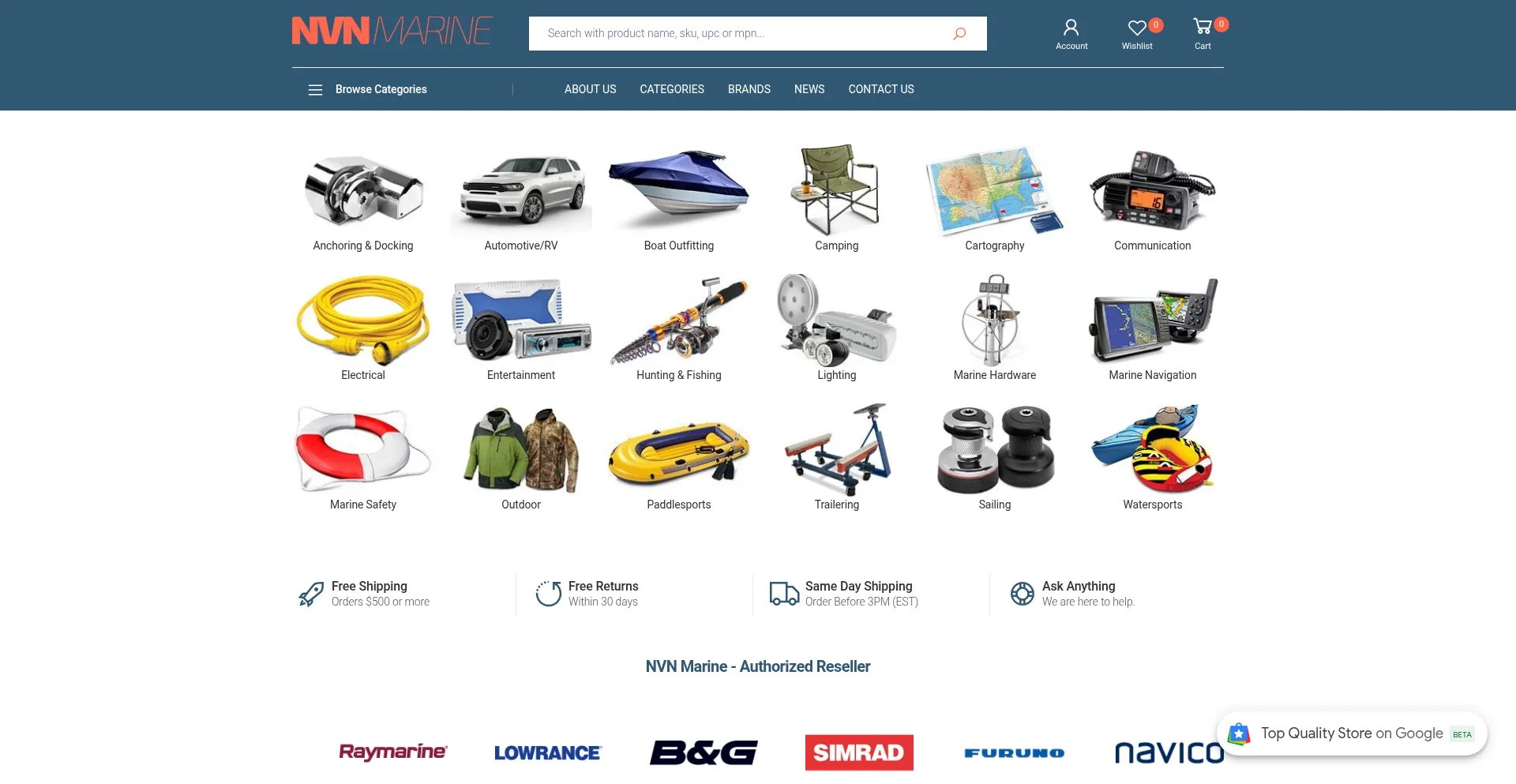 Website screenshot of Nvnmarine.com