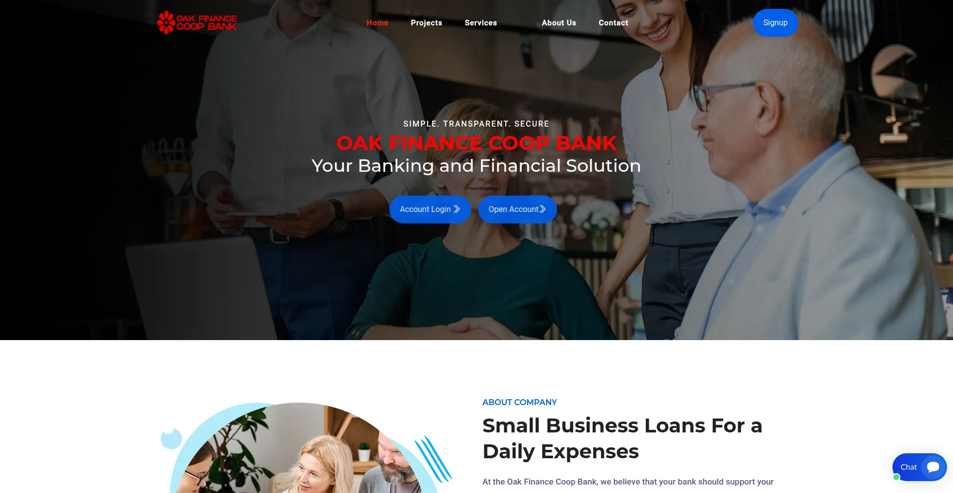 Website screenshot of Oakfinancecoop.com