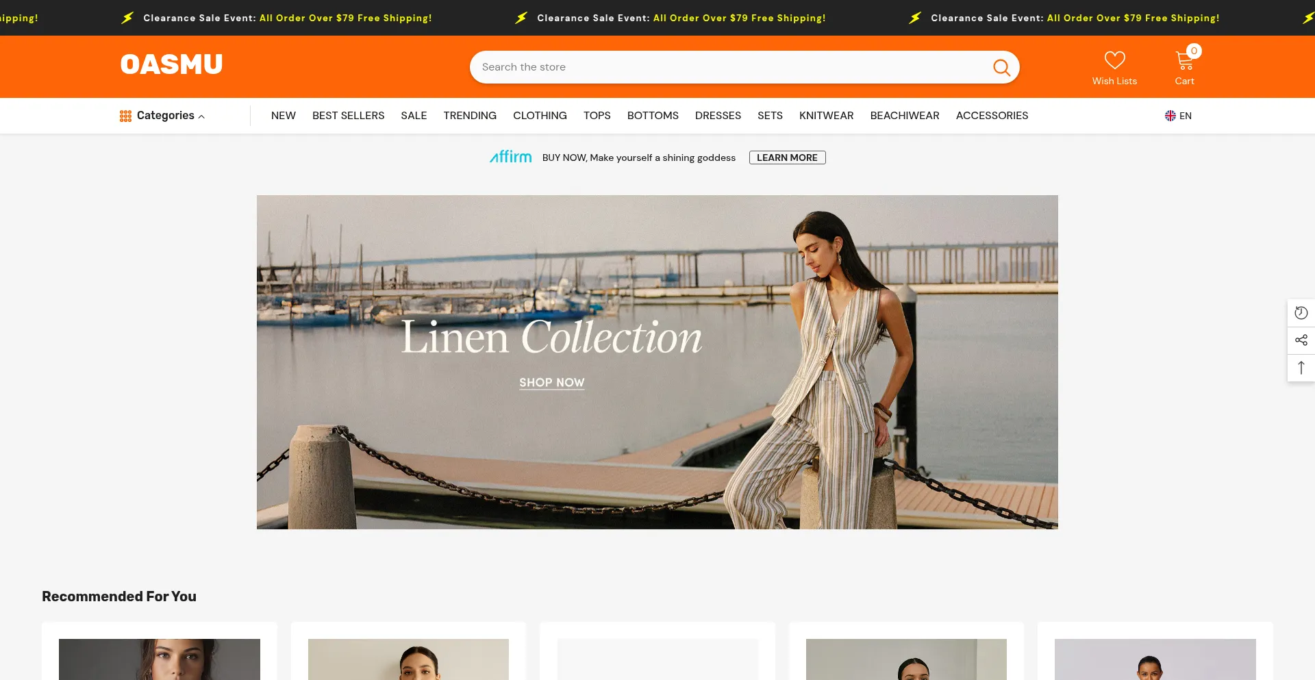 Website screenshot of Oasmu.com
