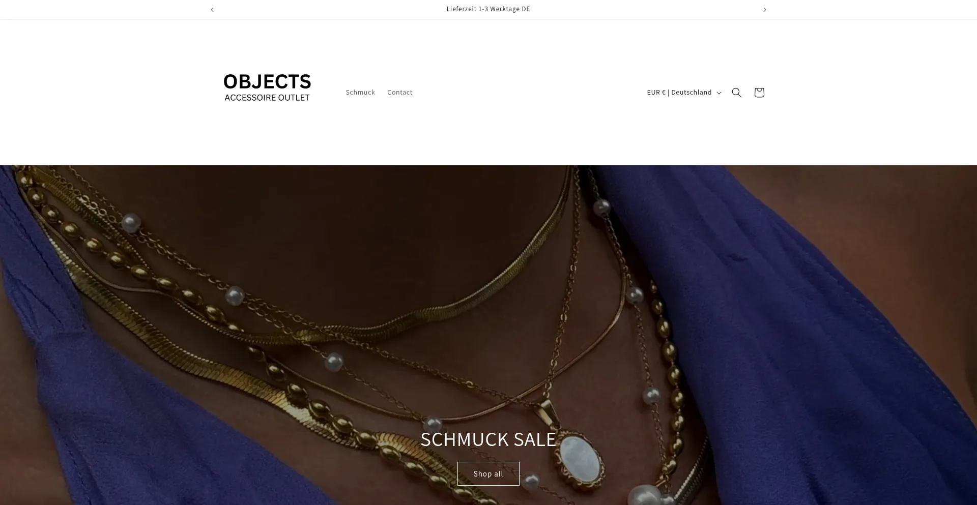 Website screenshot of Objectsoutlet.de