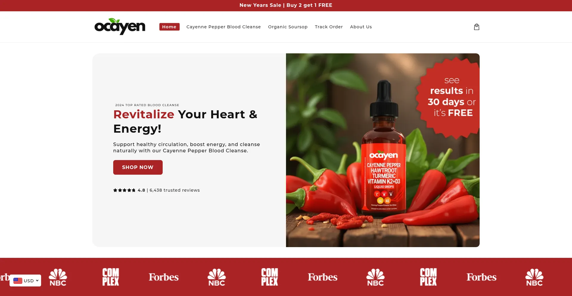 Website screenshot of Ocayen.com