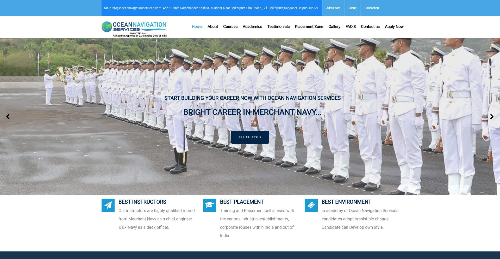 Website screenshot of Oceannavigationservices.com