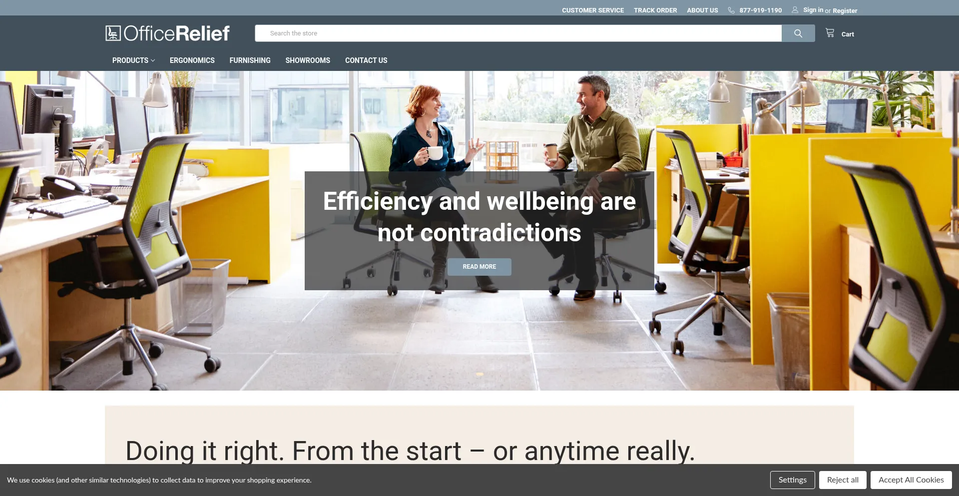 Website screenshot of Officerelief.com