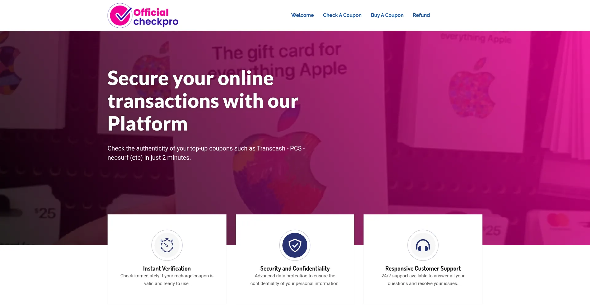 Website screenshot of Officialcheckpro.online