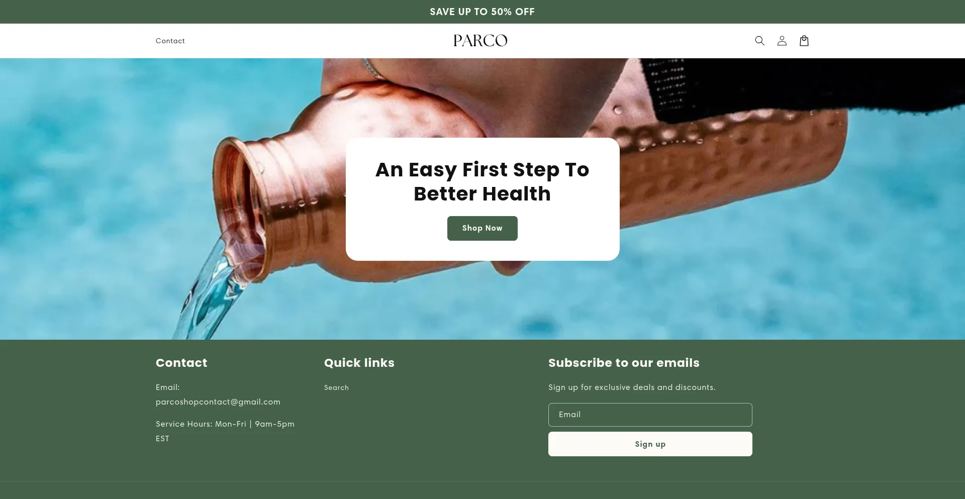 Website screenshot of Officialparco.com