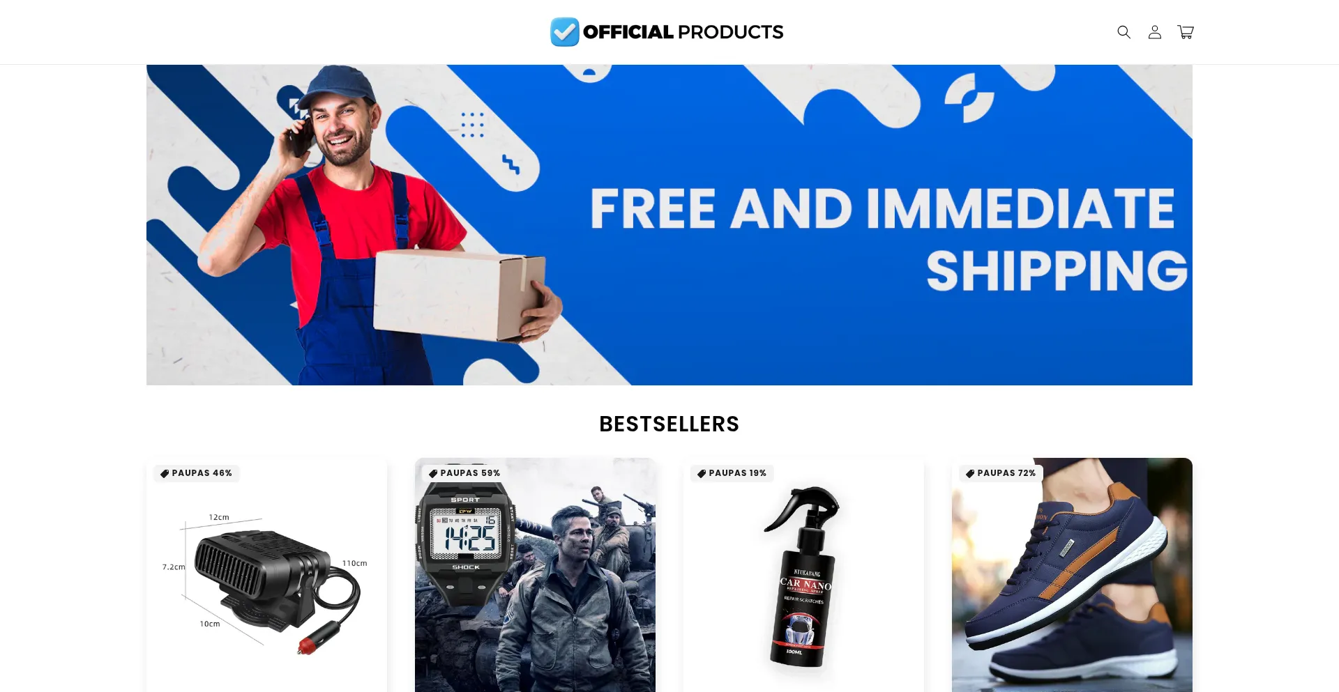 Website screenshot of Officialproductsusa2.shop