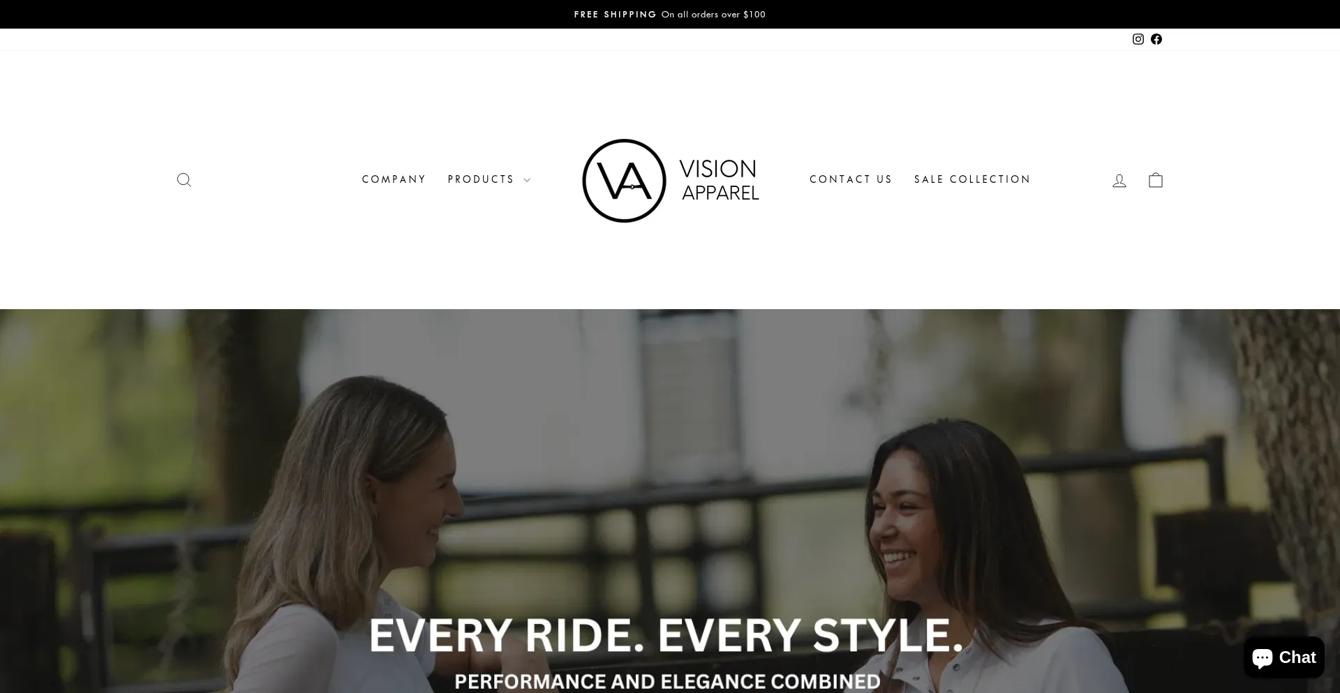 Website screenshot of Officialvisionapparel.com