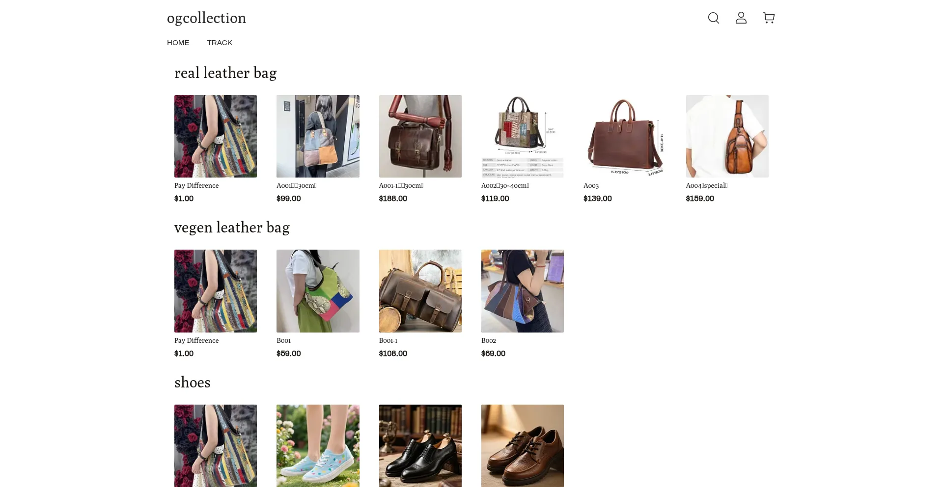 Website screenshot of Ogcollection.net