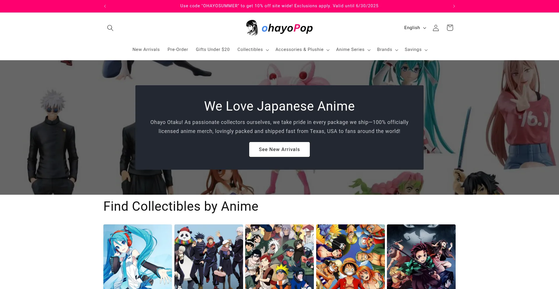 Website screenshot of Ohayopop.com