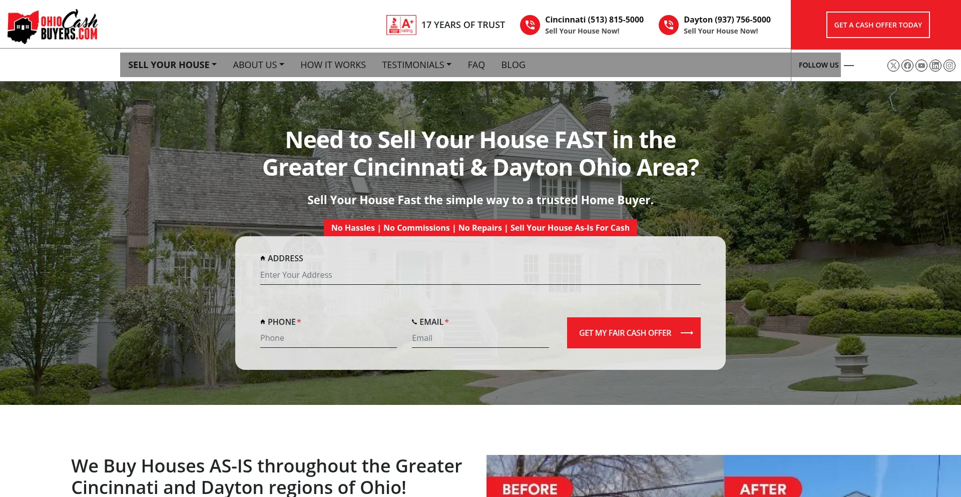 Website screenshot of Ohiocashbuyers.com