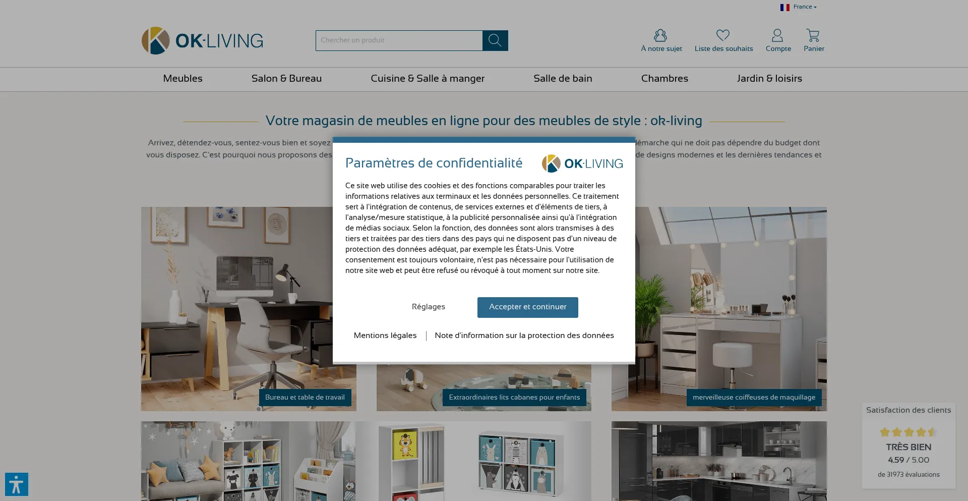 Website screenshot of Ok-living.fr