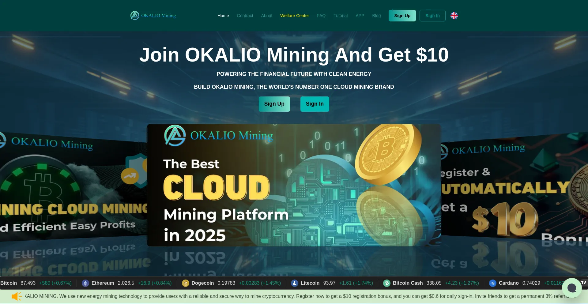 Website screenshot of Okaliomining.com