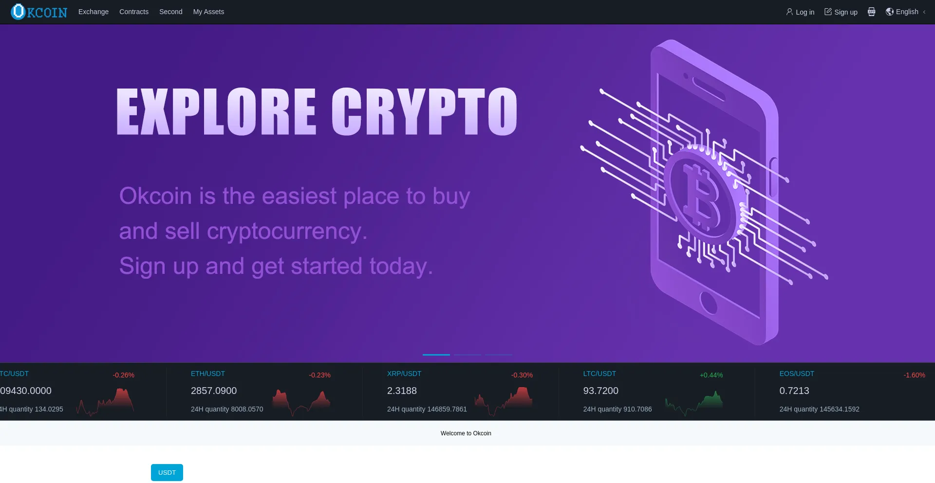 Website screenshot of Okcoinmarket.cc