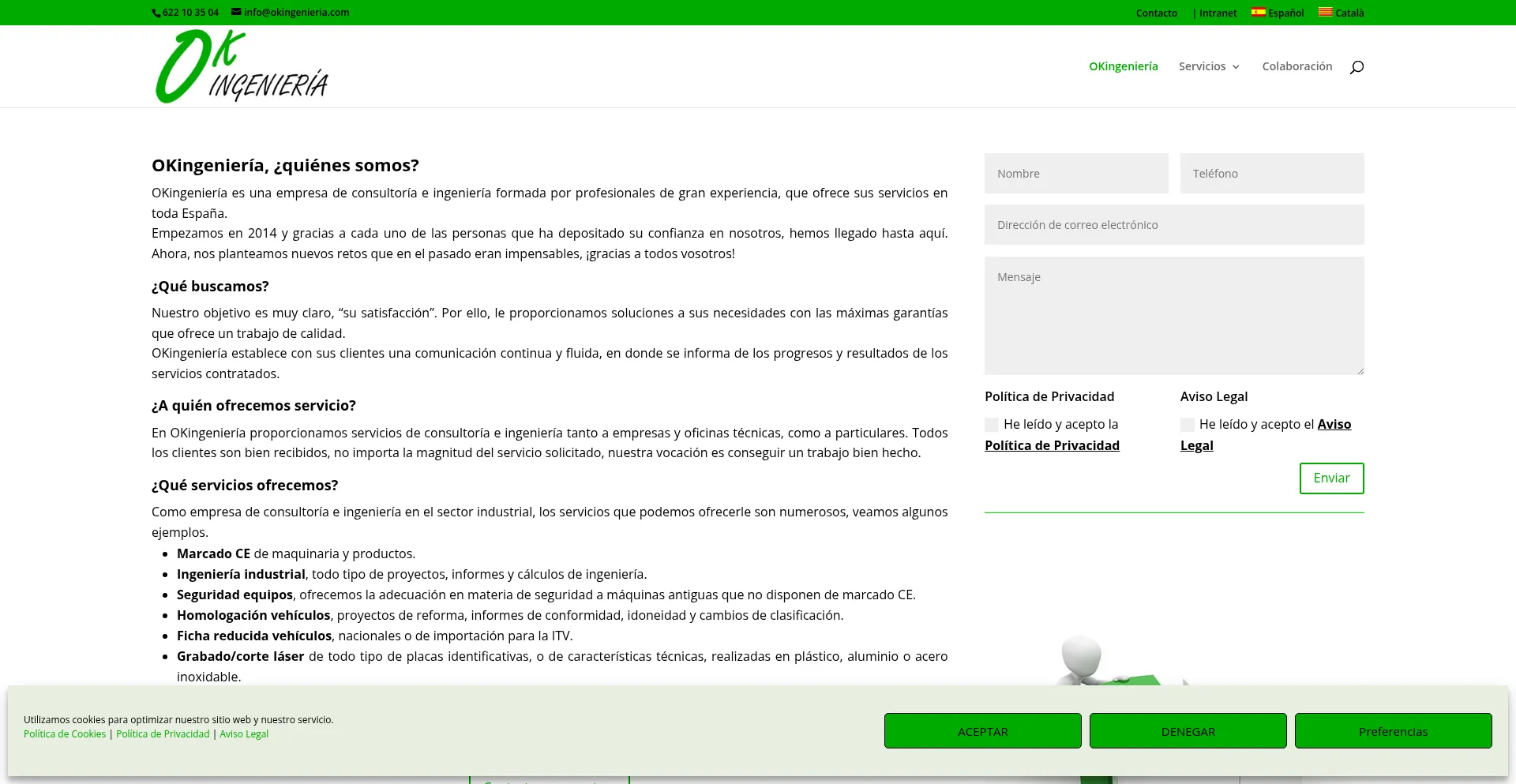Website screenshot of Okingenieria.com