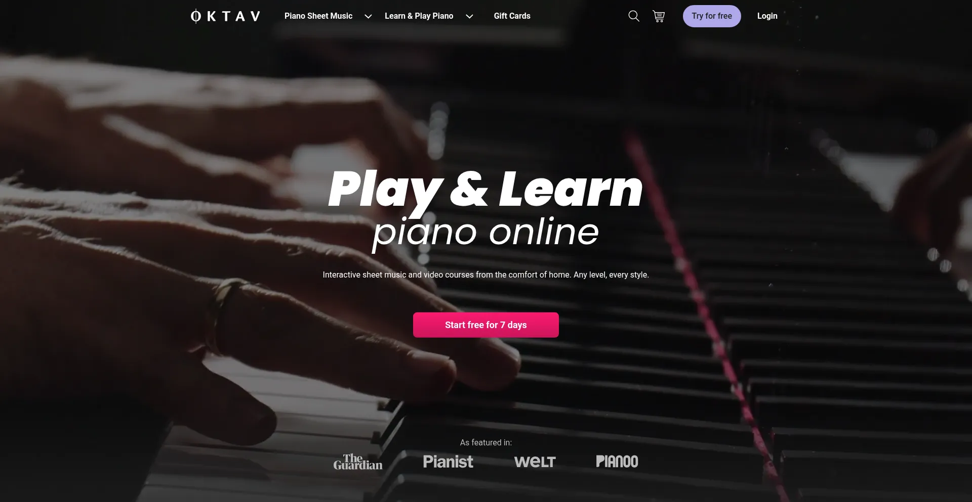 Website screenshot of Oktav.com