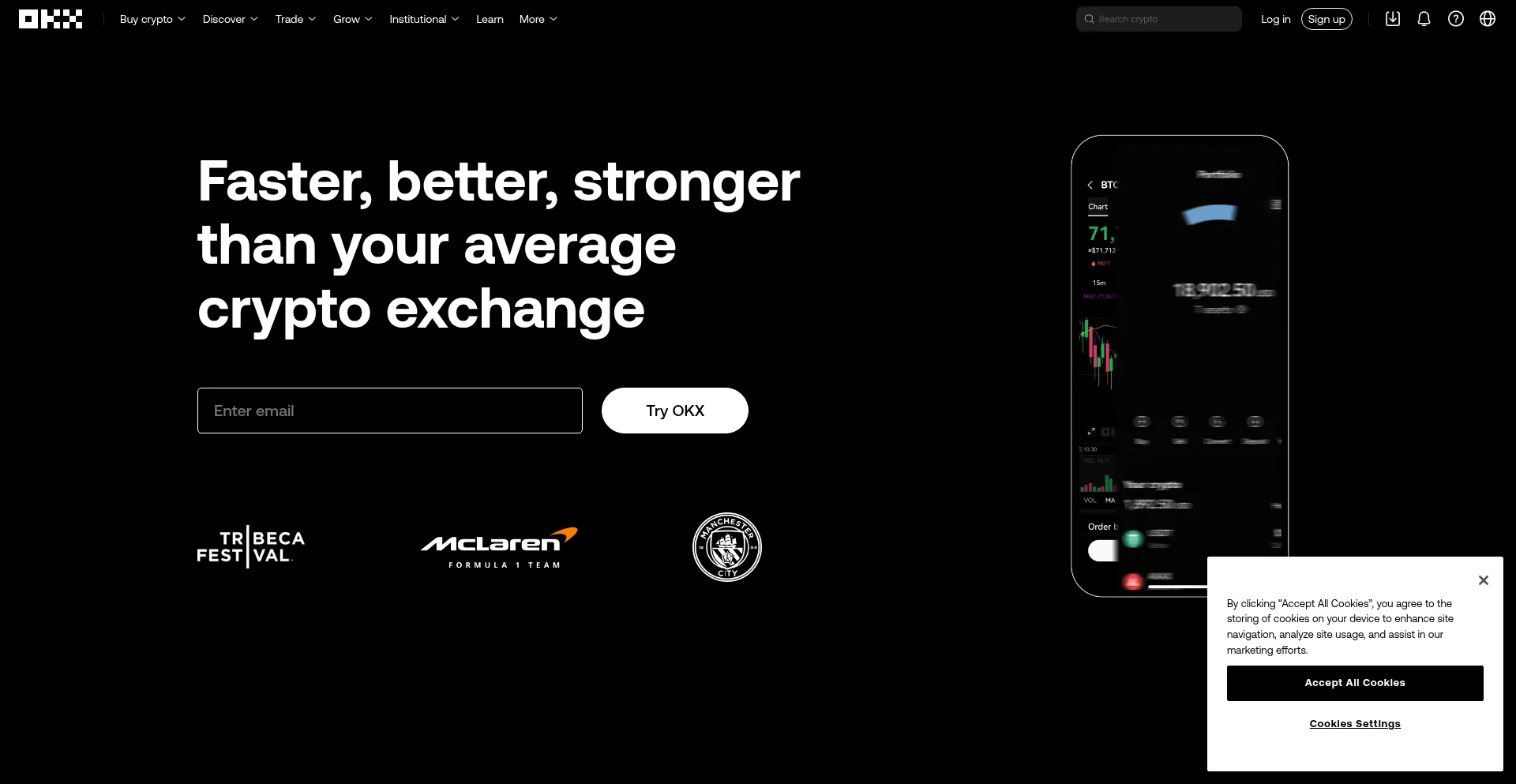 Website screenshot of Okx.ac