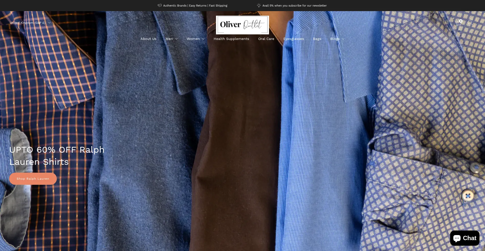 Website screenshot of Oliveroutlet.com