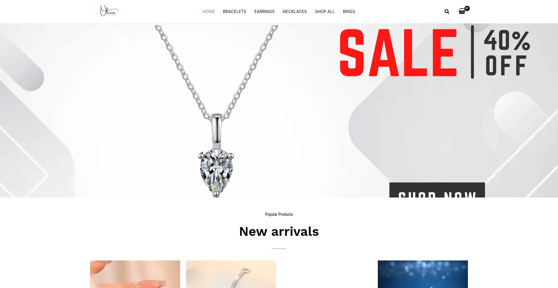 Website screenshot of Oliviajewelhut.com