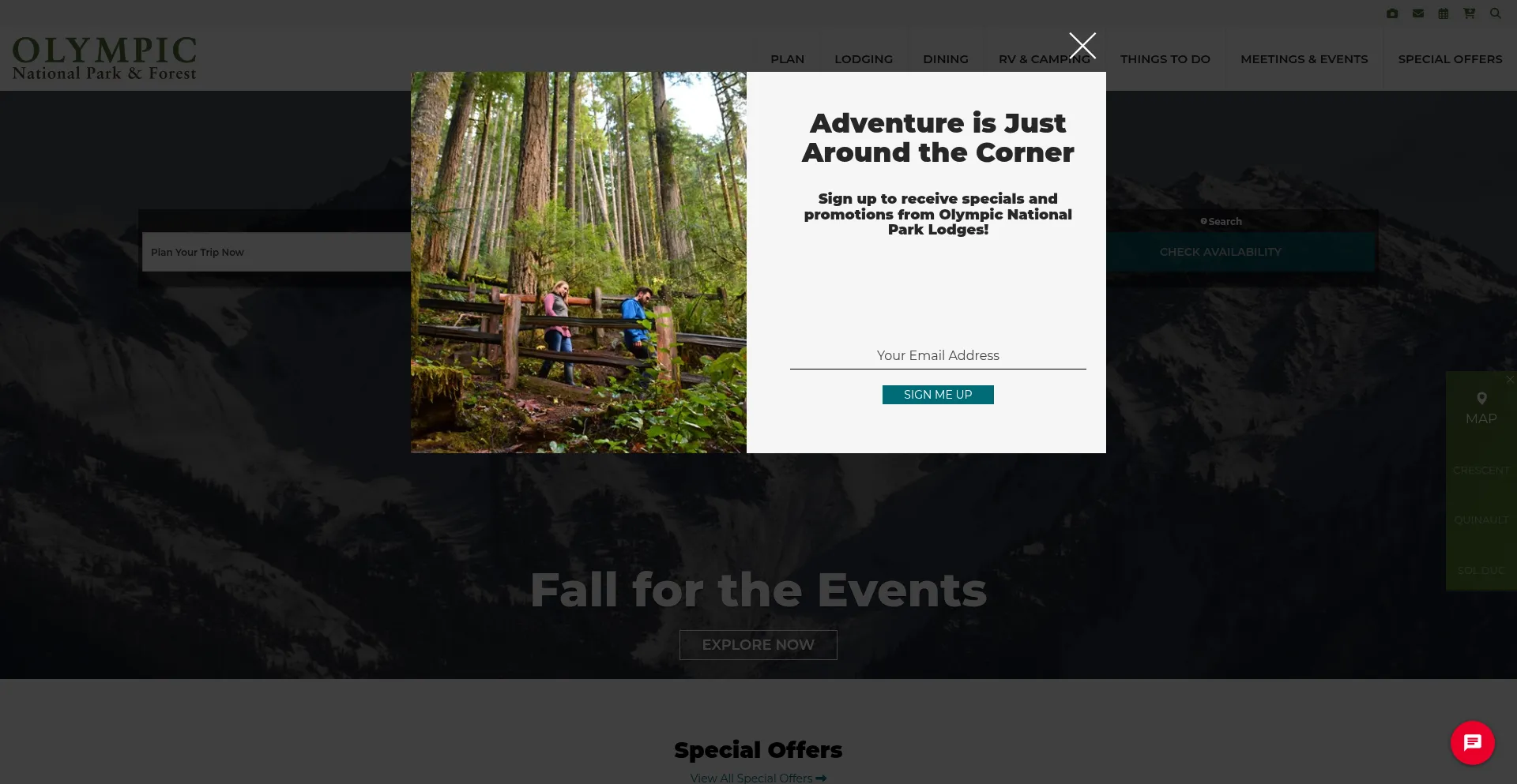 Website screenshot of Olympicnationalparks.com