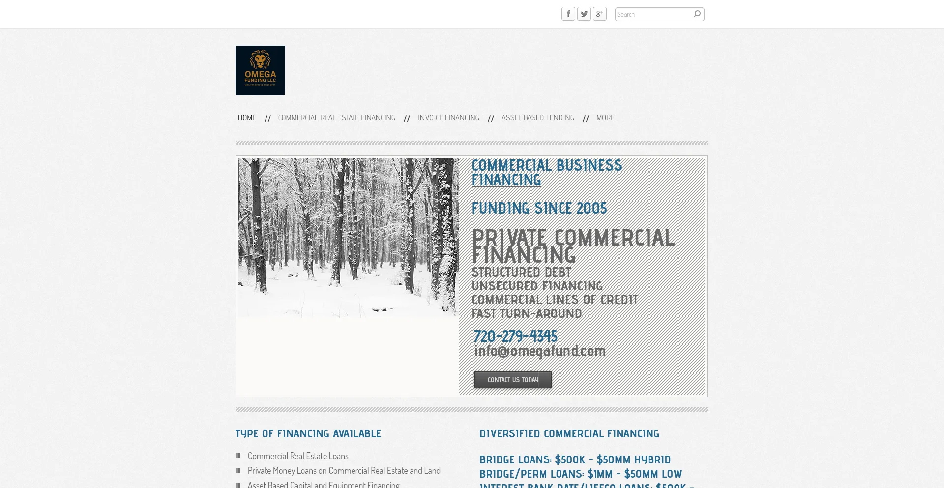 Website screenshot of Omegafund.com