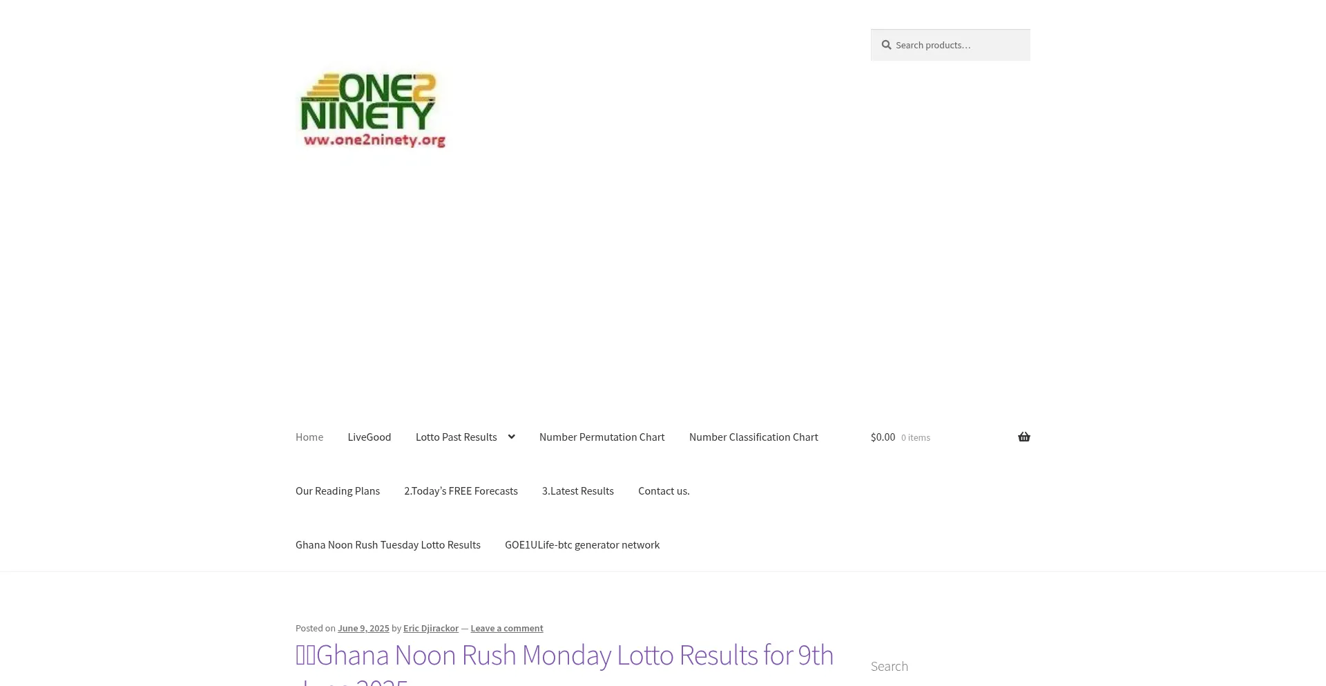 Website screenshot of One2ninety.org