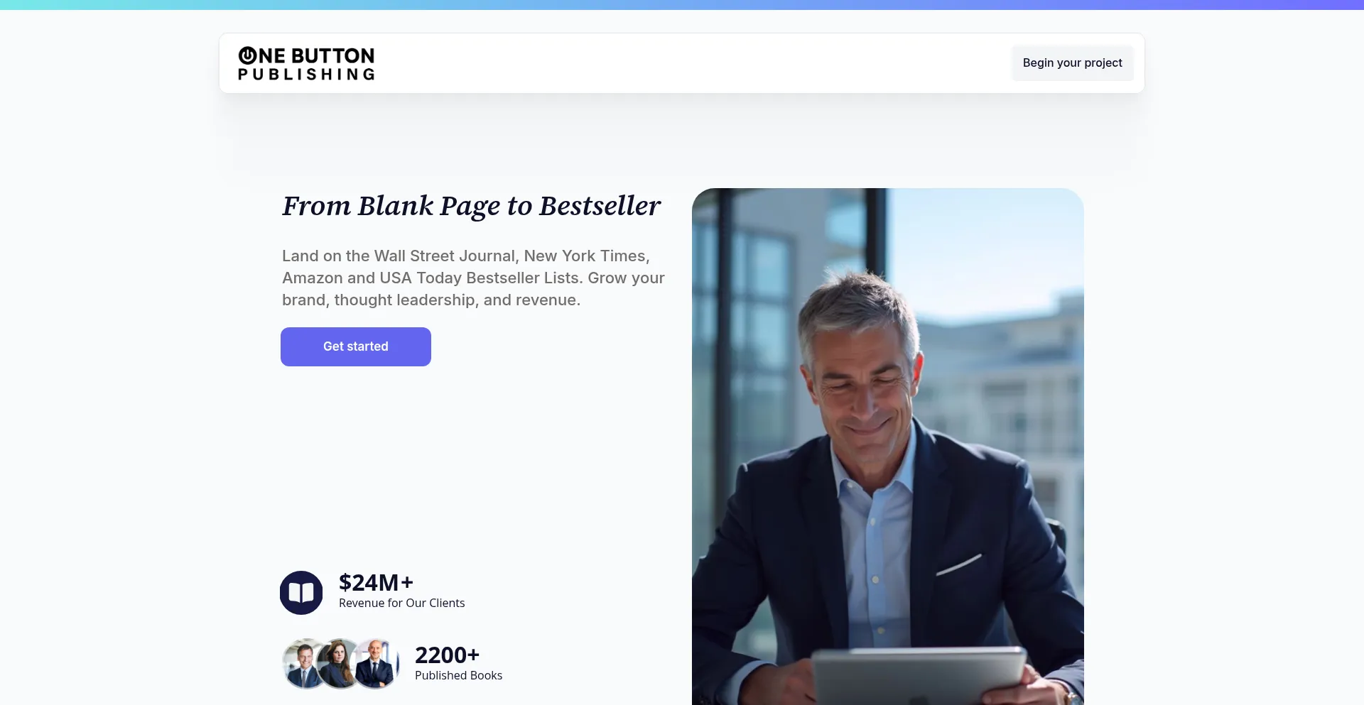 Website screenshot of Onebuttonpublishing.com