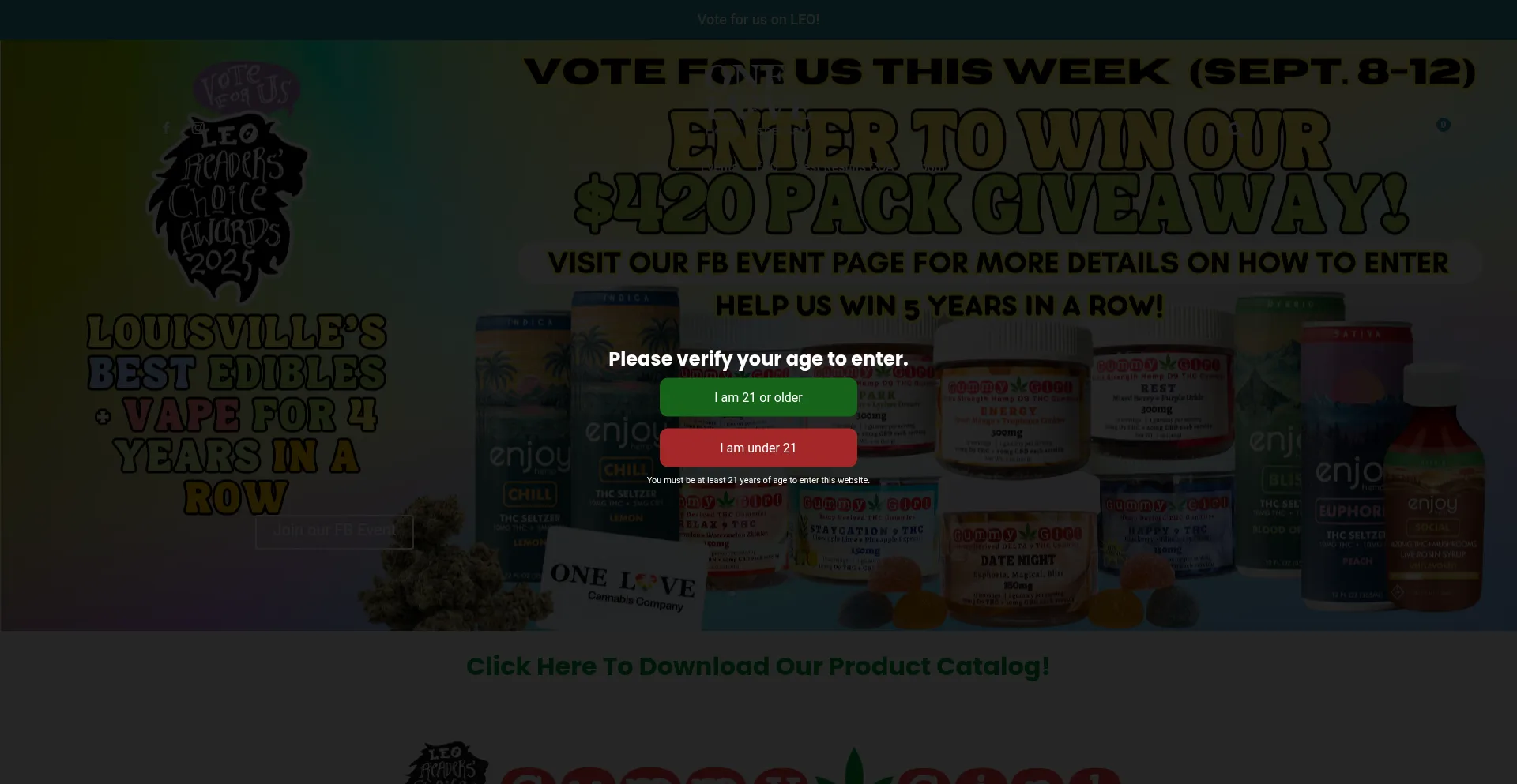 Website screenshot of Onelovehempdispensary.com