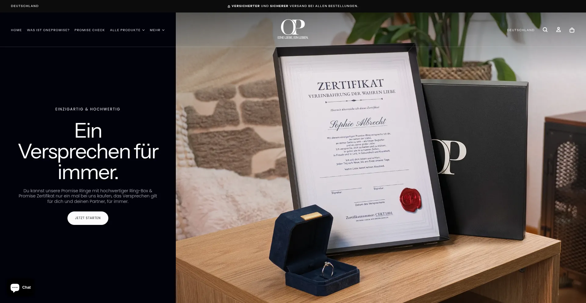 Website screenshot of Onepromise.de