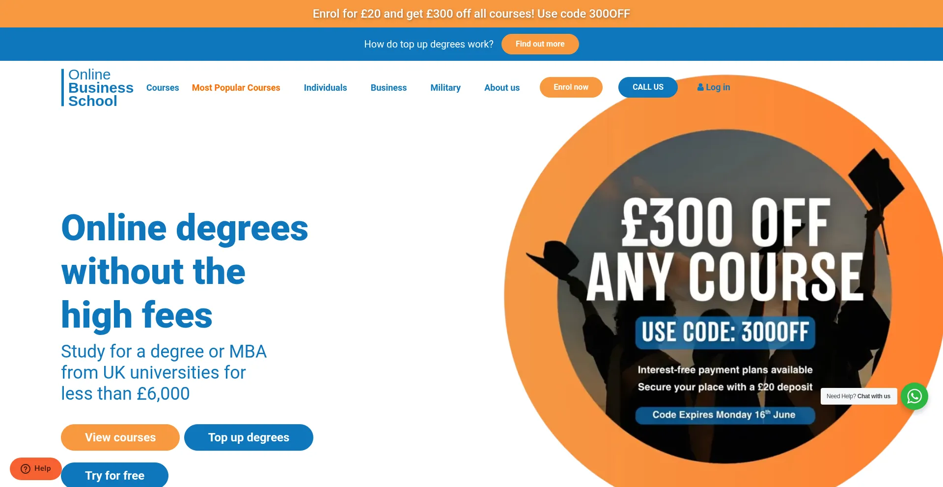 Website screenshot of Onlinebusinessschool.com