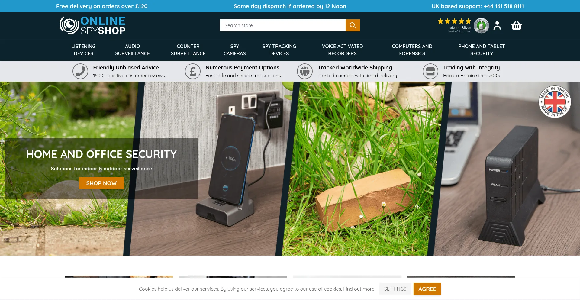 Website screenshot of Onlinespyshop.co.uk