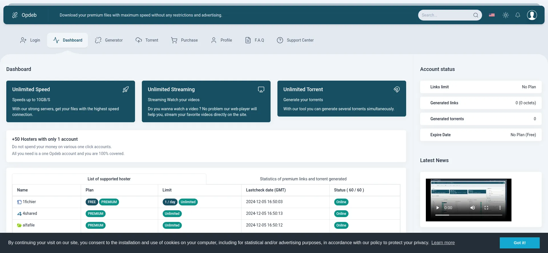Website screenshot of Opdeb.com