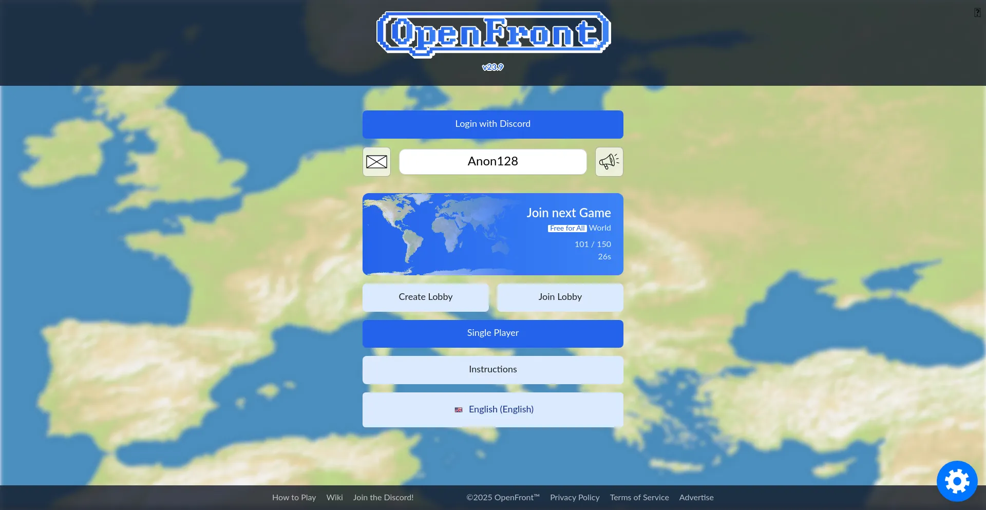 Website screenshot of Openfront.io